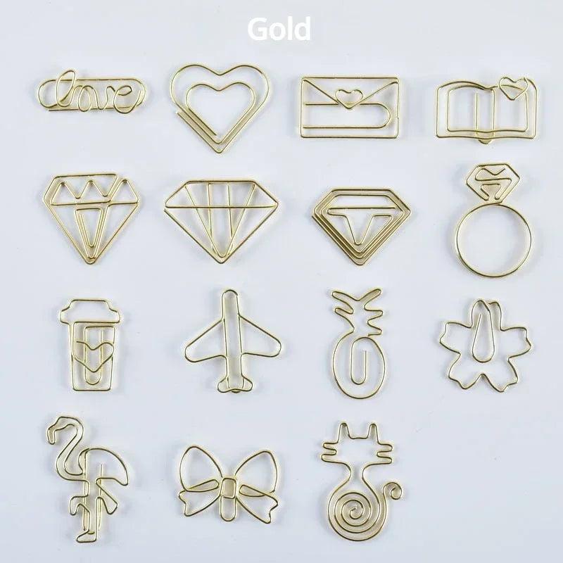 10pcs/set Metal Paperclips Multiple Cartoon Heart Animal Styles Paper Clip Book Scrapbook Planner Page Bookmark Binder Clip - élise & madelyn