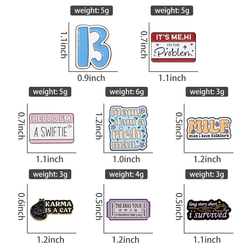 Pop Singer-Inspired Enamel Pin Sets – Aesthetic Enamel Brooches, Lyrics & Outfits | Cute Collectible Accessories for Bags, Jackets & Lanyards - élise & madelyn