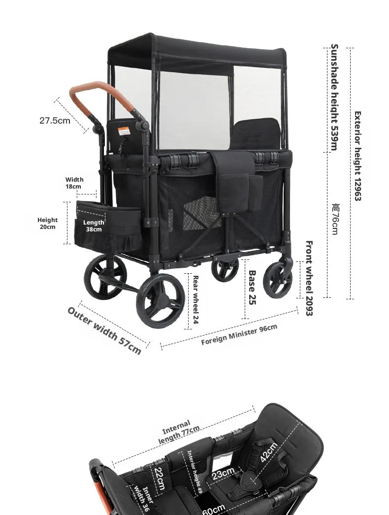 Lightweight Twin/Quad Travel Stroller – Foldable Sit & Recline Design