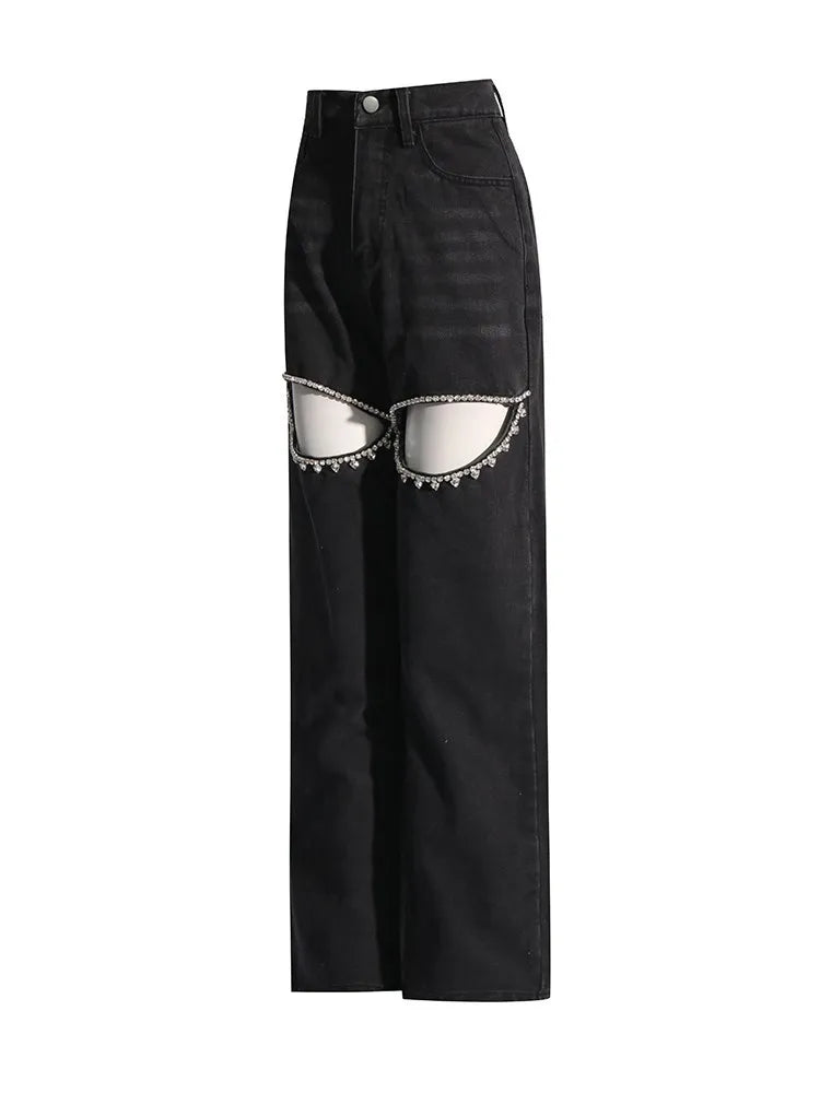 Midnight Tour Cutout Wide-Leg Jeans