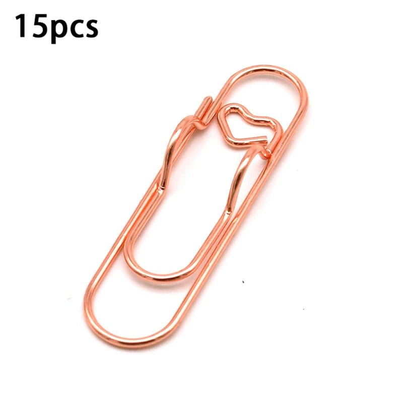 15pcs/set Love Model Paper Clip Metal Bookmark Photo Flipchart Memo Ticket Holder Office School Stationery Supplies - élise & madelyn