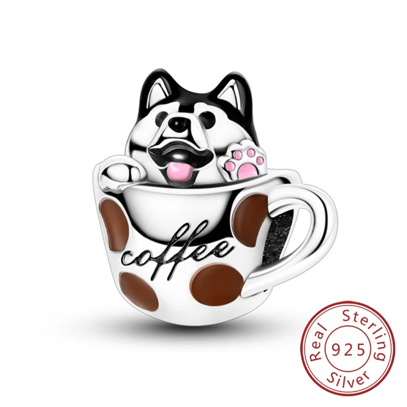 Fit Original 925 Sterling Silver Charms Beads Wine Glass Coffee Cup Charms Pendant For Women Bracelet Charms DIY Jewelry Gift - élise & madelyn