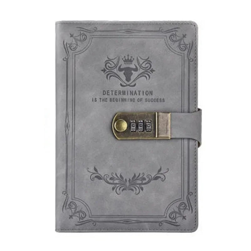 A5 200 Pages Retro Password Book with Lock Diary Thickened Creative Hand Ledger Student Notepad Stationery Notebook Binder - élise & madelyn