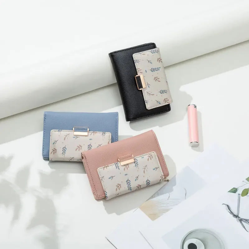 Prettyzys 2021 New Floral Zipper Wallets Medium-Length Multi-Function Women's Style Money Clips Fashionable Compact Storage