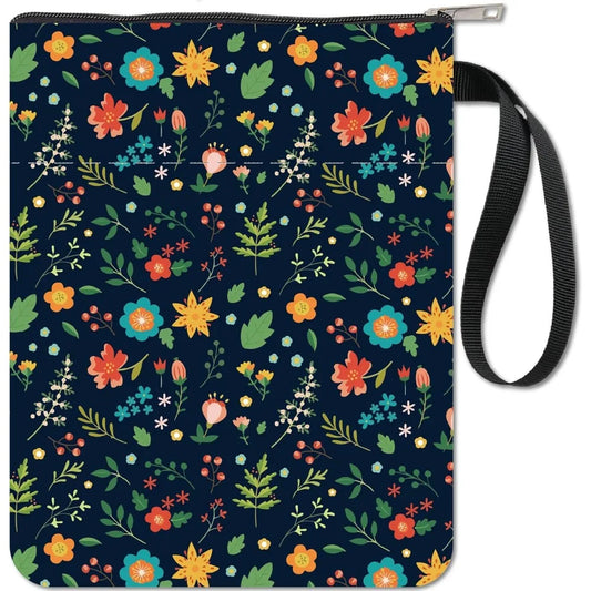 Black Book Sleeves Flower Leaf Book Covers Book Protector for Paperbacks Washable Fabric Cloth Book Cover with Zipper and Extra - élise & madelyn
