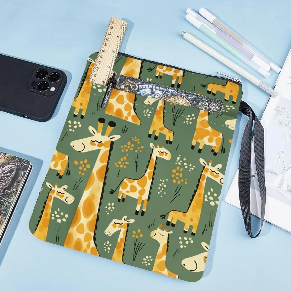 1pc Giraffe Book Sleeve Cartoon Animal Book Covers Book Protector for Paperbacks Washable Fabric Cloth Book Cover with Zipper - élise & madelyn