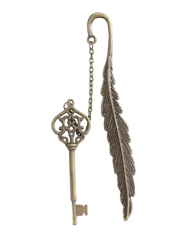 Vintage Feather Bronzing Metal Bookmark With Metal Chain Pendant Bookmark For Teachers Friends Book Club Book Lovers - élise & madelyn