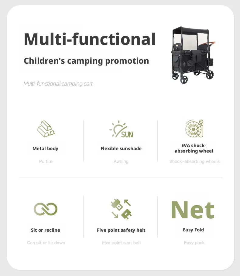 Lightweight Twin/Quad Travel Stroller – Foldable Sit & Recline Design