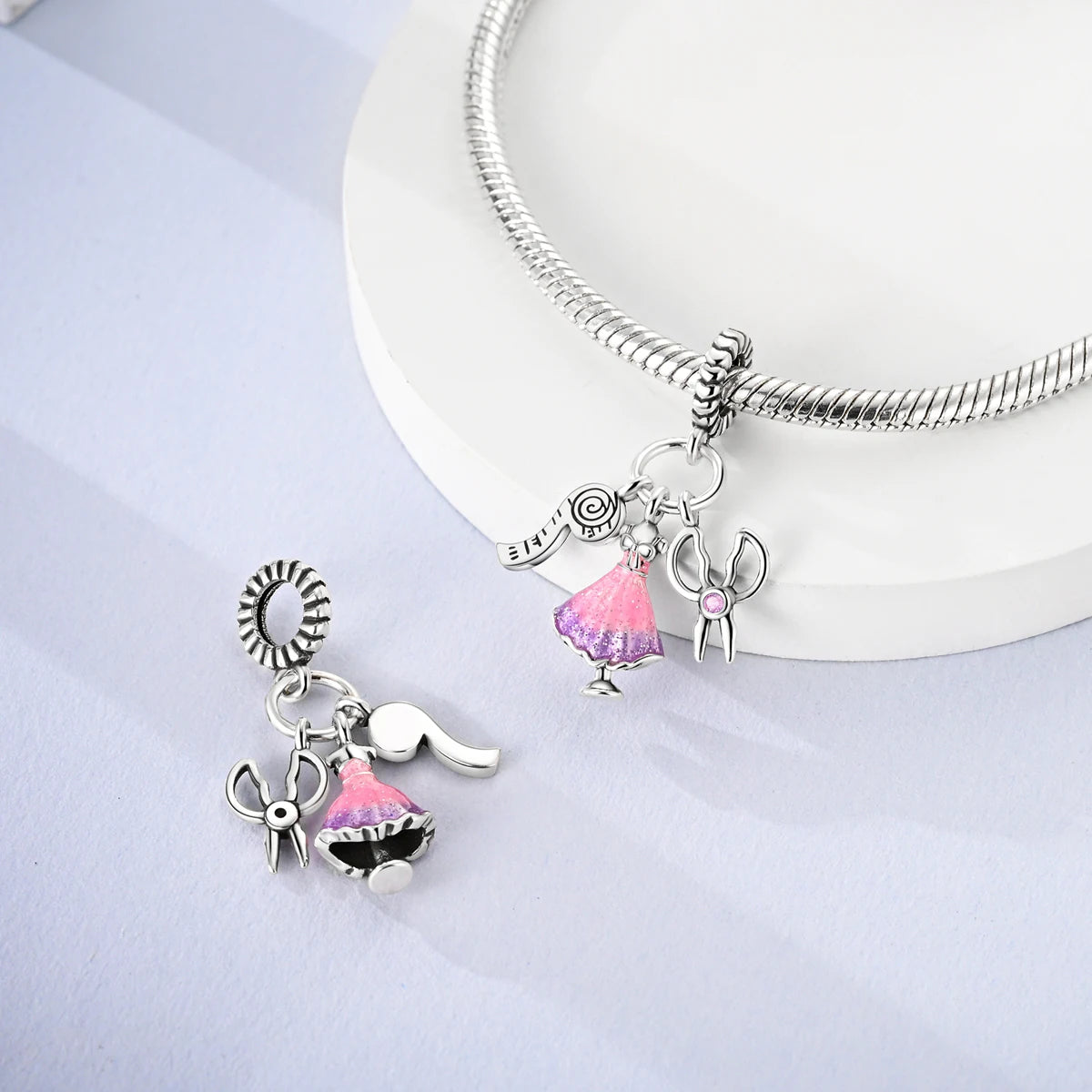 925 Silver Charms Skirt Ballet Shoes Pink Pendants Fit Original Bracelet Beads Diy For Woman Jewelry - élise & madelyn
