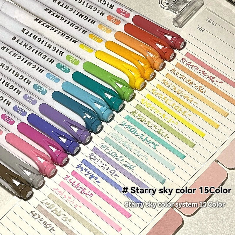 5/15PC Fluorescent Pen Set Student Marking Stroke Key Marking Pen High Beauty Color Handbook Pen Batch - élise & madelyn