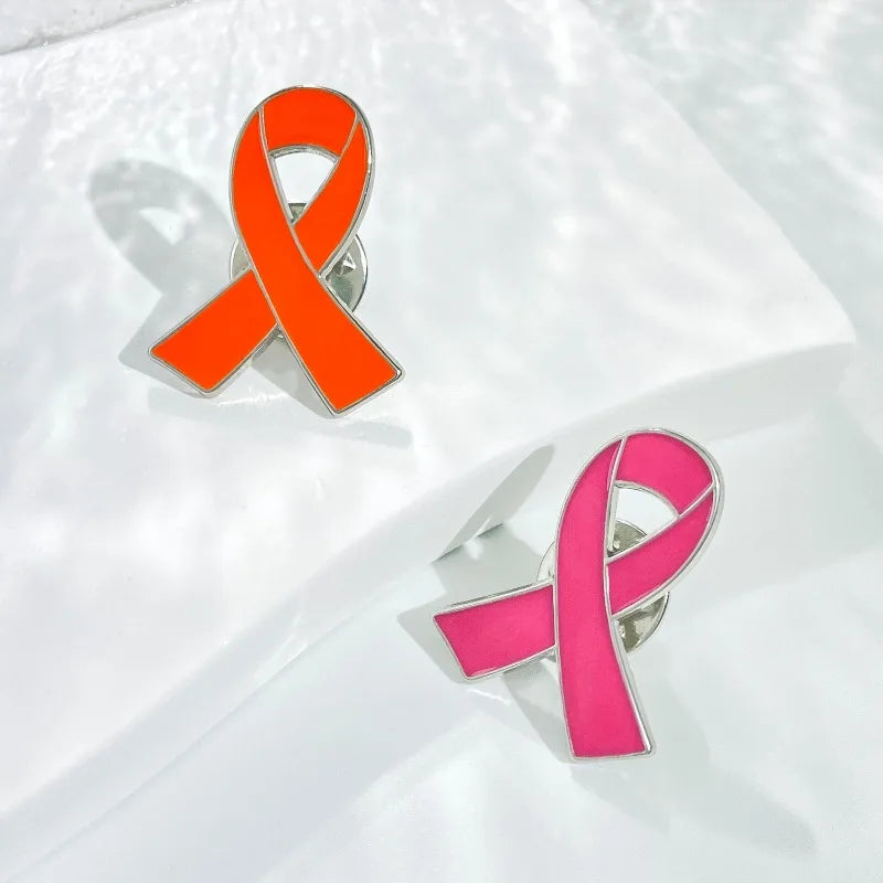 Red Awareness Ribbon Pins Love Care HIV AIDS Pink Ribbon Against Breast Cancer Lapel Badge Multi-coloured Dripping Oil Brooch