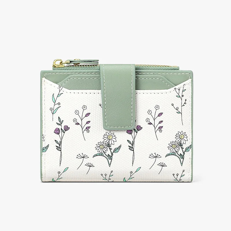 Fashionable Ladies PU Leather Wallet Integrated Short Style New Flower Pattern Breathable Ultra-light Wear-resistant Wallet