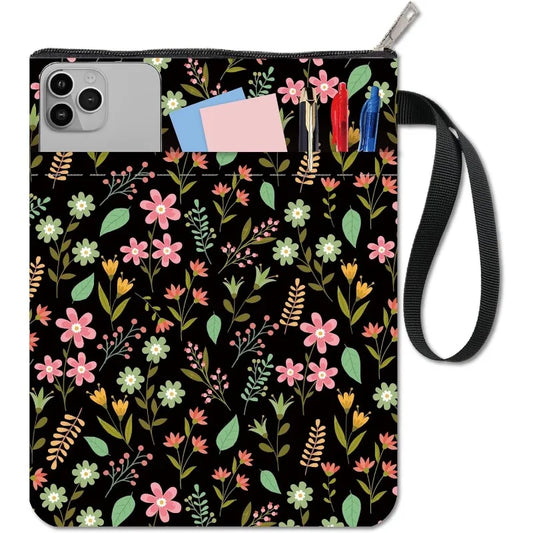1 pc Book Sleeve with Zipper Flower Books Pouch Watercolor Flower Leaf Waterproof Protector for Paperback Fabric - élise & madelyn