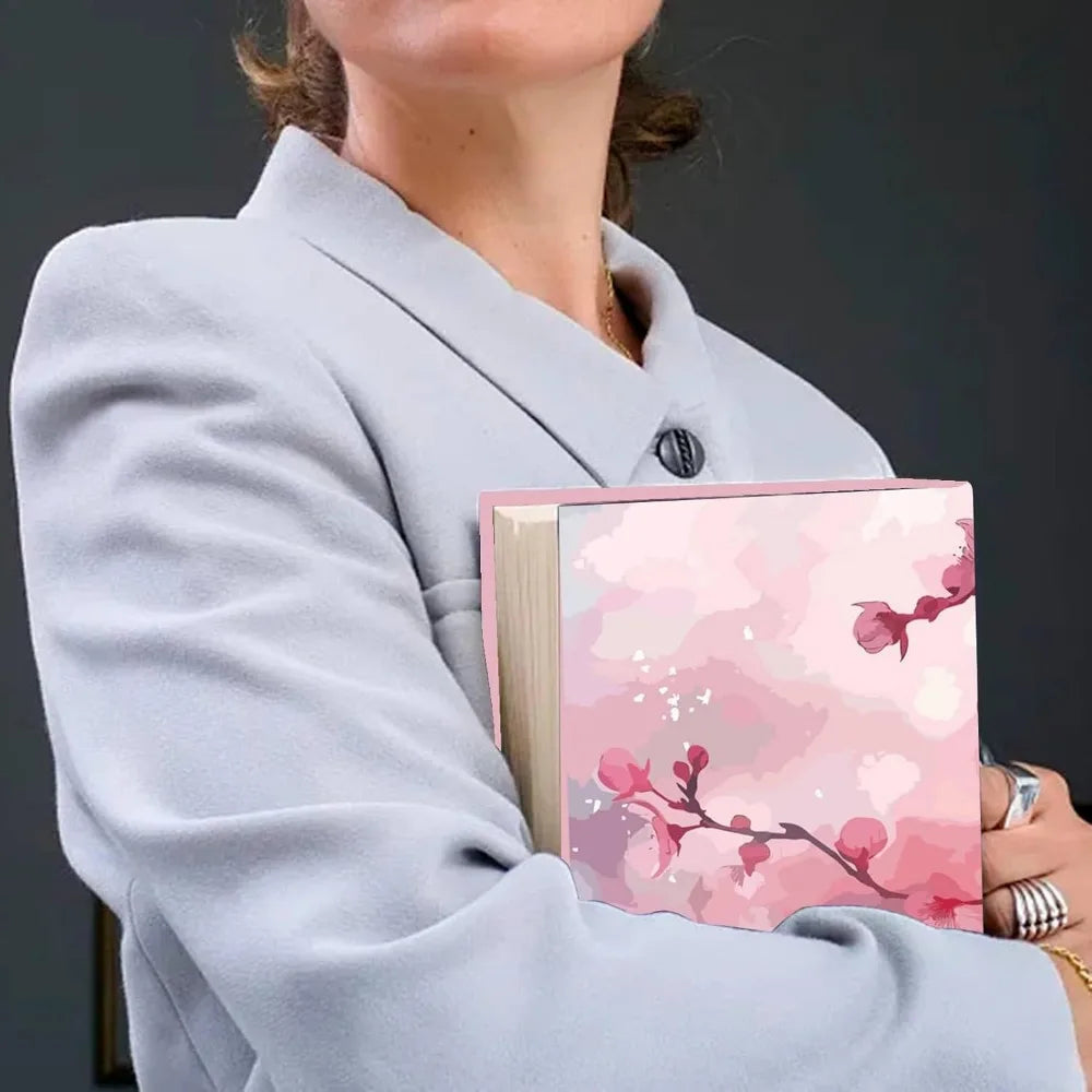 Cherry Blossom Stretchable Book Cover Flower Floral Pink Cover Washable Reusable Large Nylon Book Sleeve Book Protector Elastic - élise & madelyn