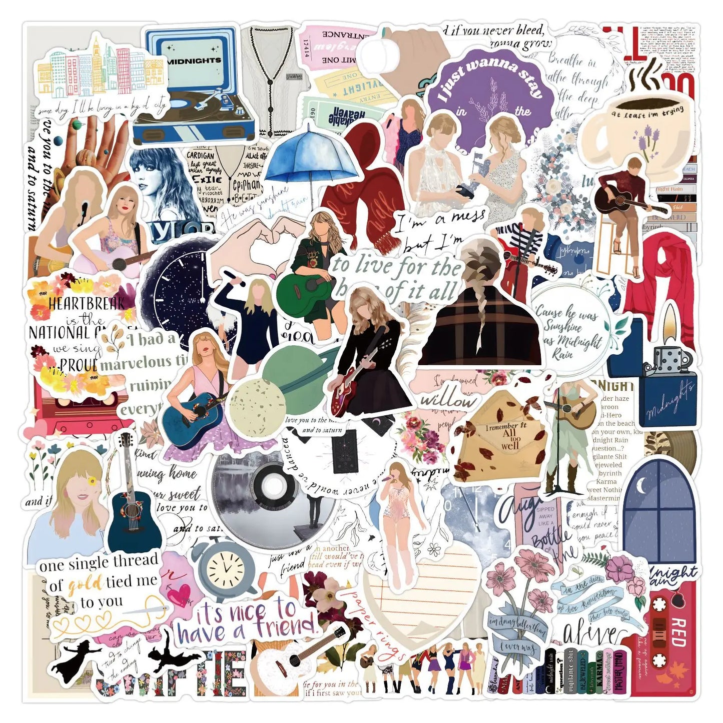 100-Piece Aesthetic Graffiti Sticker Pack (Swift-Inspired) - élise & madelyn