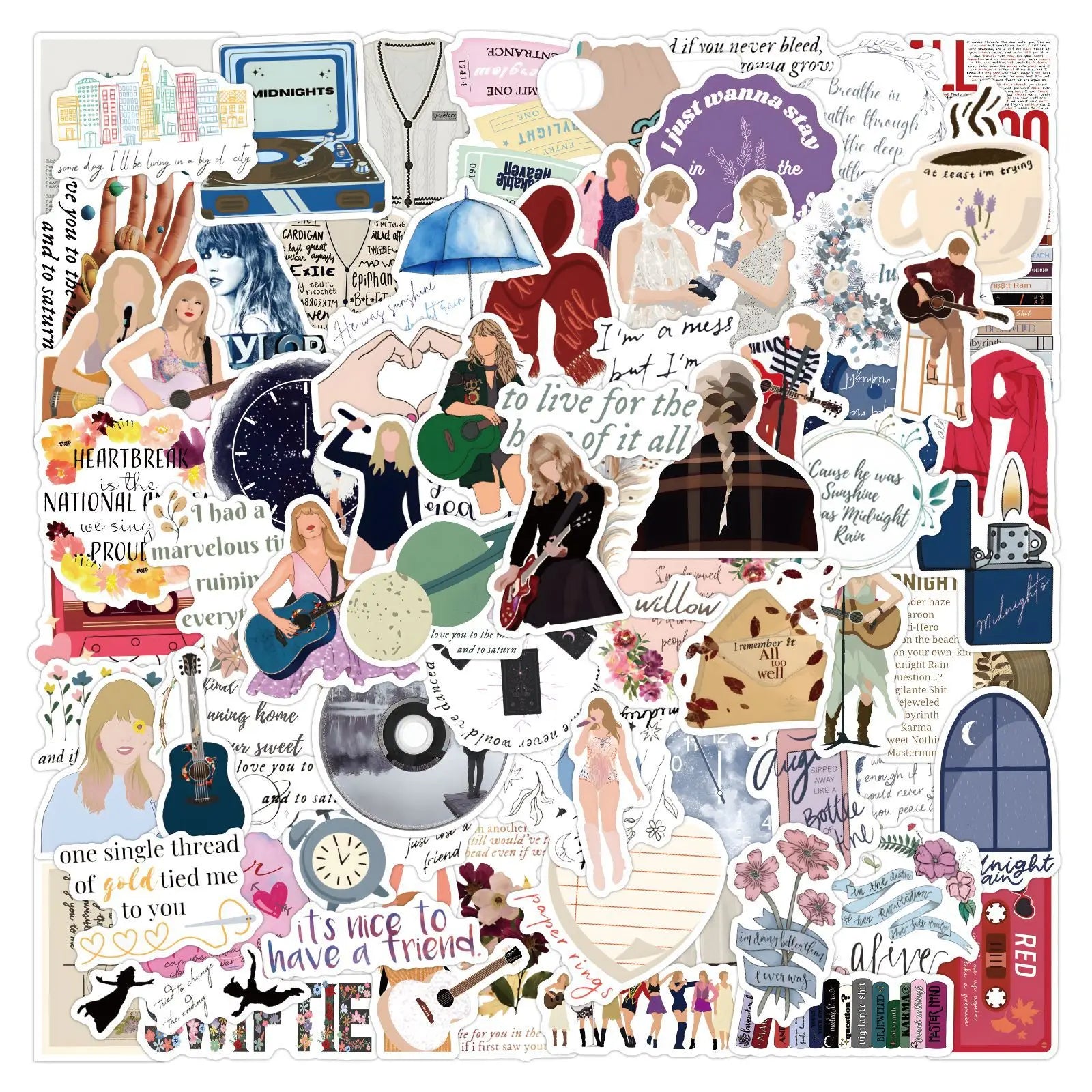 100-Piece Aesthetic Graffiti Sticker Pack (Swift-Inspired) - élise & madelyn