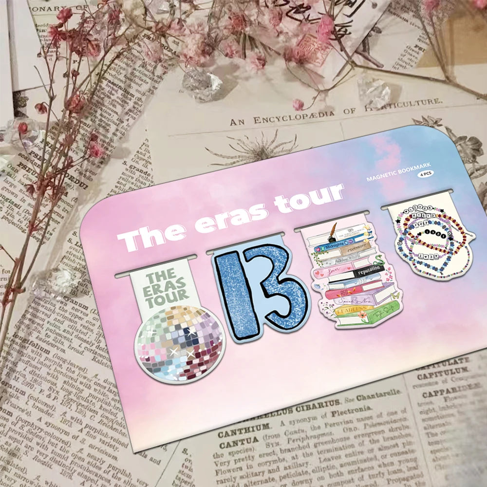 Swiftie Magnetic Bookmark Set (4pcs) – Eras-Inspired Pastel Designs | Taylor-Inspired Gift - élise & madelyn