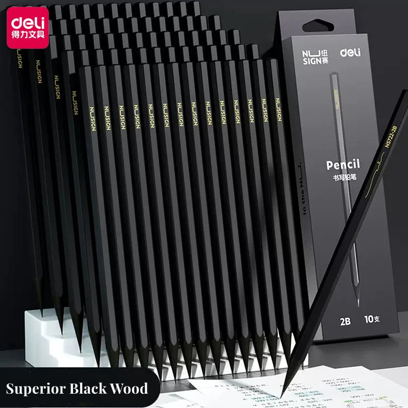 Black Wood Graphite Pencil Set HB 2B Black Lead Office Writing Pencil 10pcs Pack Gift Stationery - élise & madelyn