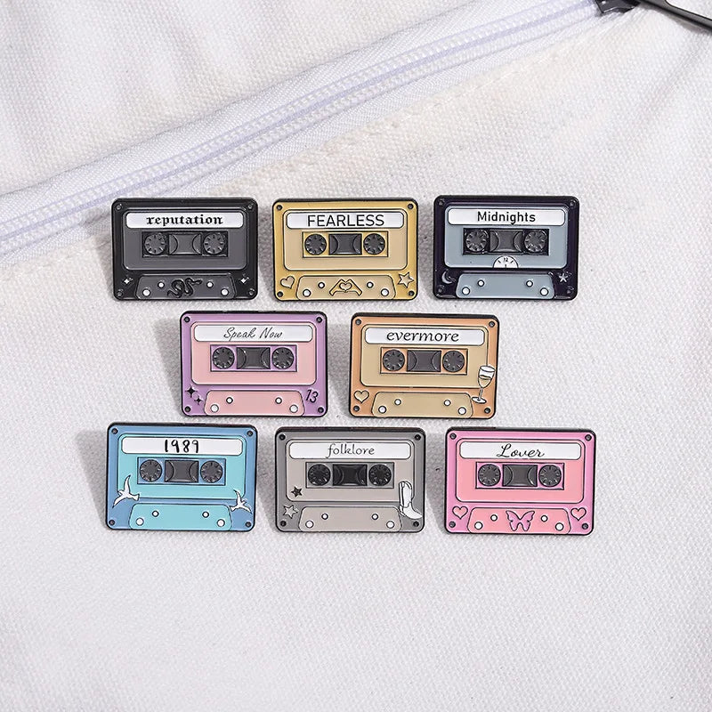 Retro Cassette Enamel Pins — Era-Inspired Collectible Set - élise & madelyn