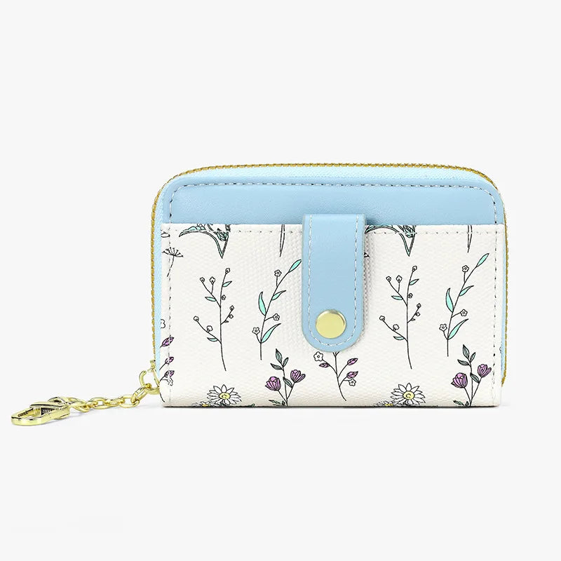 New Arrival Floral Zipper Mini Wallet Women's Compact Coin Purse Multi-Functional Storage Card Holder Fashionable PU Leather