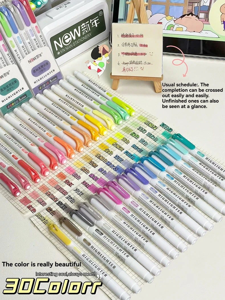 5/15PC Fluorescent Pen Set Student Marking Stroke Key Marking Pen High Beauty Color Handbook Pen Batch - élise & madelyn