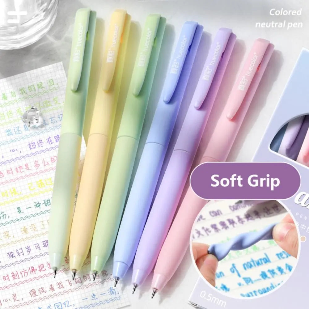 6Colors/Set Color Gel Pen 0.5mm ST Tip Ballpoint Pen Writing Tool Color Ink Signing Pen Students Gift Stationery School Supplies - élise & madelyn