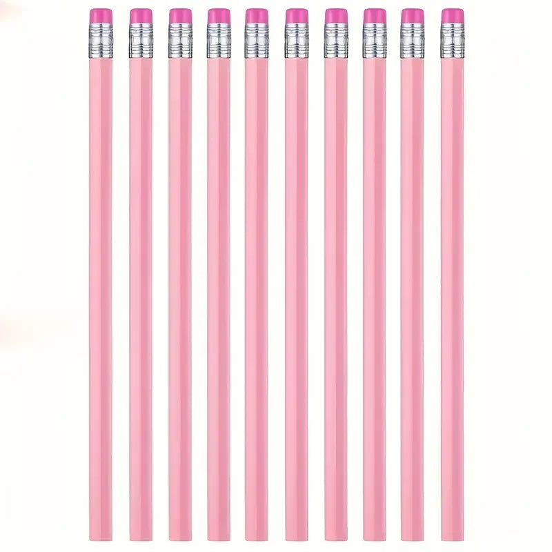 10/20/30pcs Wooden Pink Wedding Pencil with Eraser, Hb Pencil for School, Art, Office, Drawing, Sketching, Learning - élise & madelyn