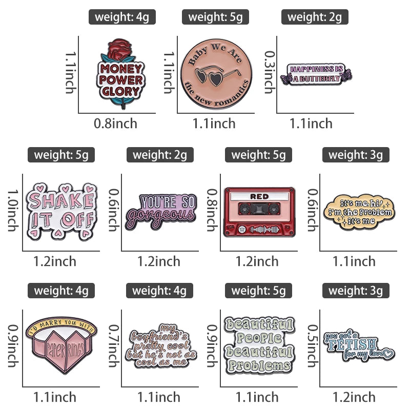 Pop Singer-Inspired Enamel Pin Sets – Aesthetic Enamel Brooches, Lyrics & Outfits | Cute Collectible Accessories for Bags, Jackets & Lanyards - élise & madelyn