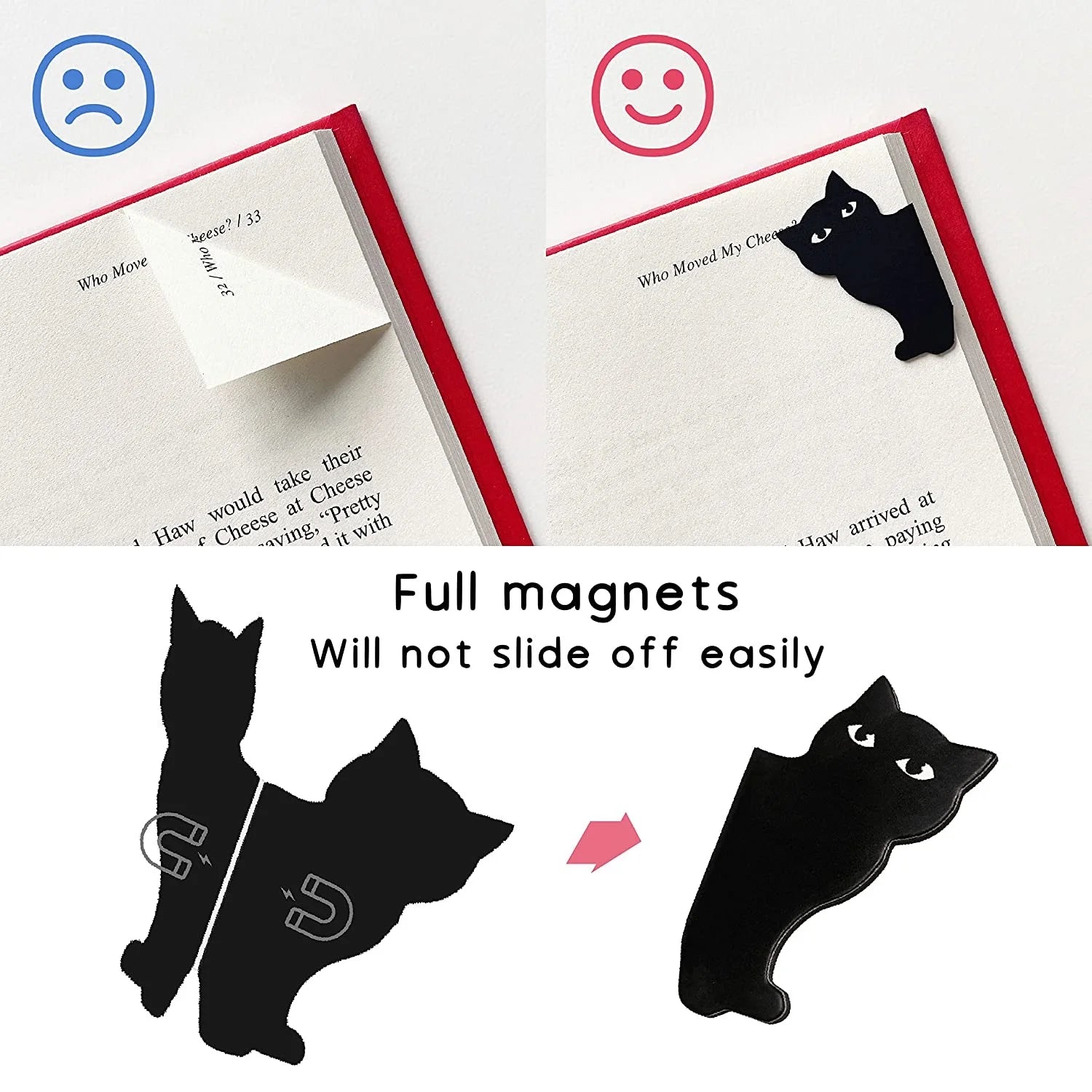 6pcs Black Cat Bookmark for Books Cute Cartoon Magnetic Page Clips Book Marker Unique Reading Gift A7405 - élise & madelyn