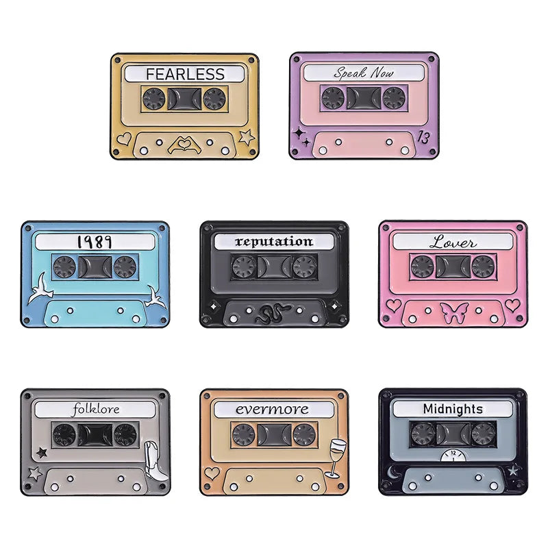 Retro Cassette Enamel Pins — Era-Inspired Collectible Set - élise & madelyn