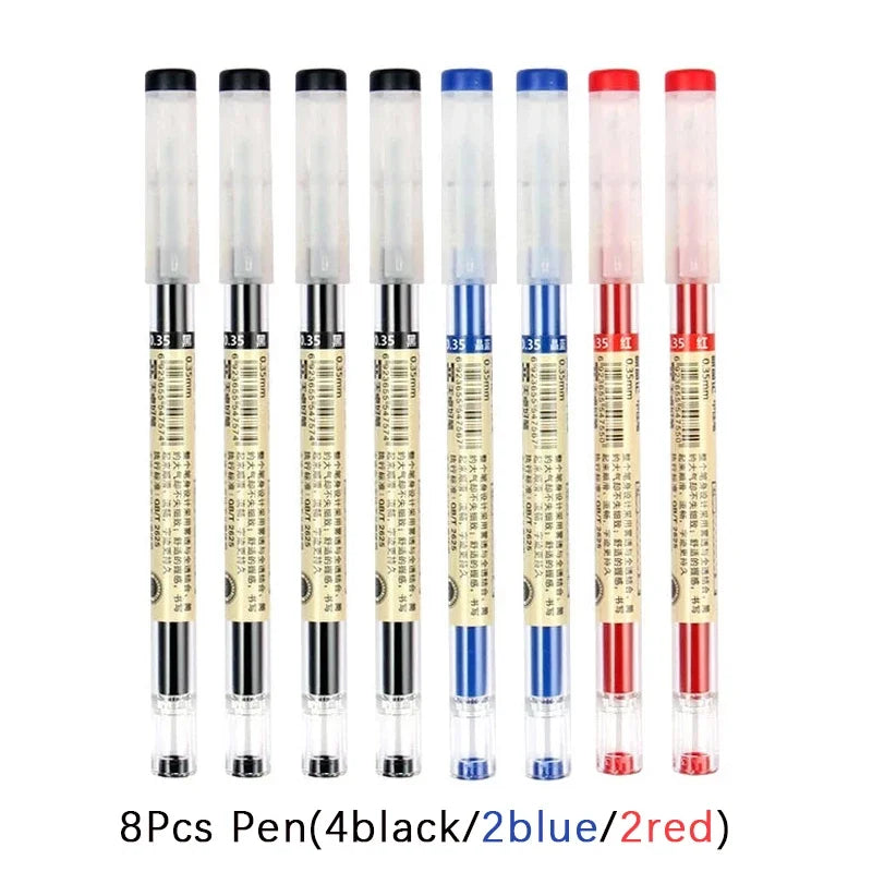 54Pcs/Set 0.35mm Gel Pens Office School Exam Sign Ballpoint Pen Blue Red Black Ink Replaceable Pen Refill Rods Kawaii Stationery - élise & madelyn
