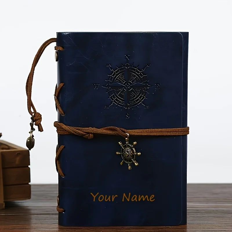 A5 A6 A7 Customizable Name Vintage Matte Finish Notebook Pirate Theme Compass Design Hardcover Journal Personalized Gift for Him - élise & madelyn