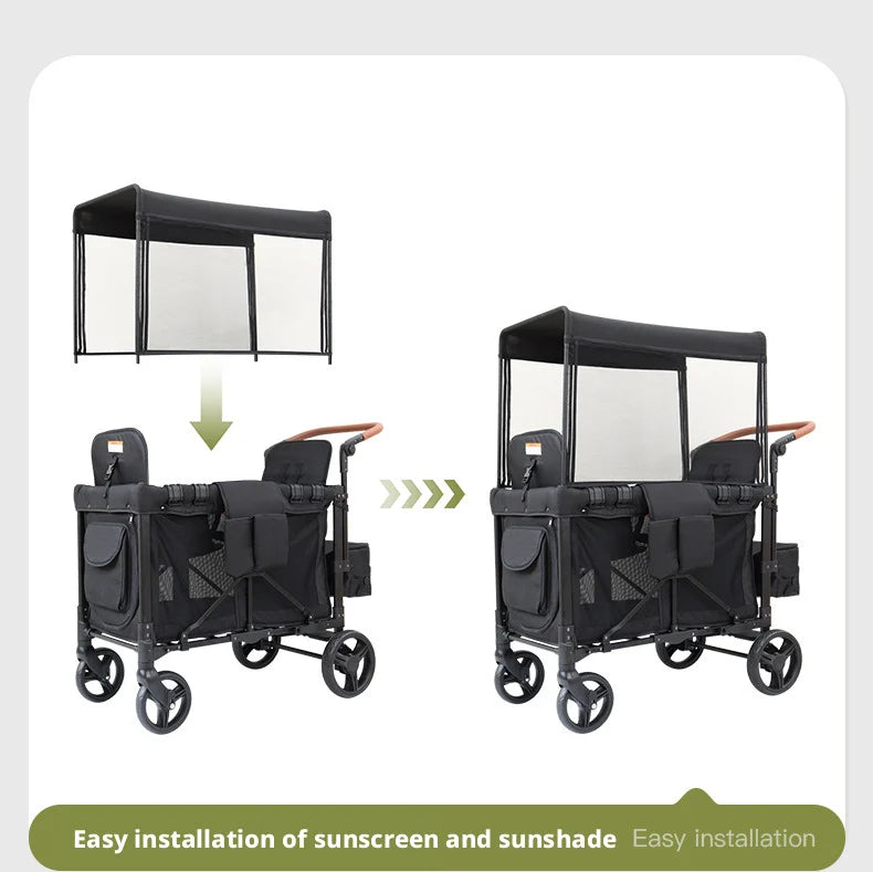 Lightweight Twin/Quad Travel Stroller – Foldable Sit & Recline Design