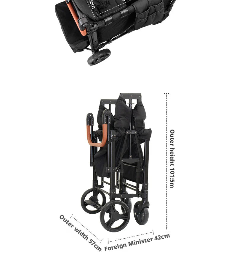 Lightweight Twin/Quad Travel Stroller – Foldable Sit & Recline Design