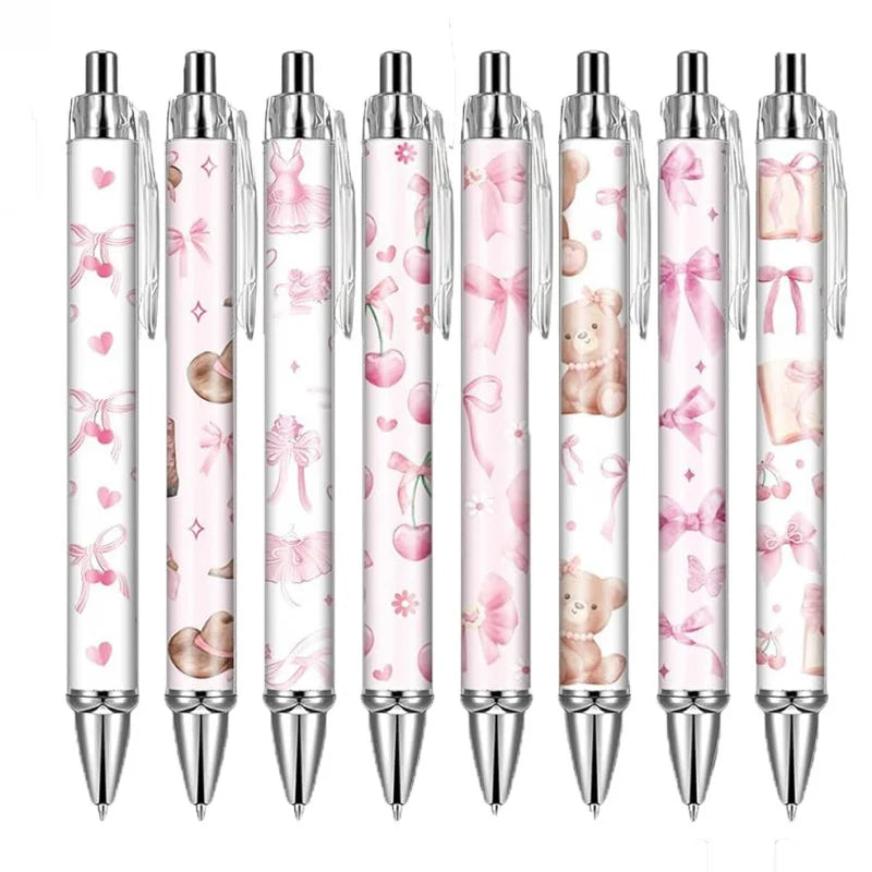 8/16 pcs pink bow ballpoint pens, cute office work signature essentials, suitable for nurses, teachers, colleagues, and assistan - élise & madelyn