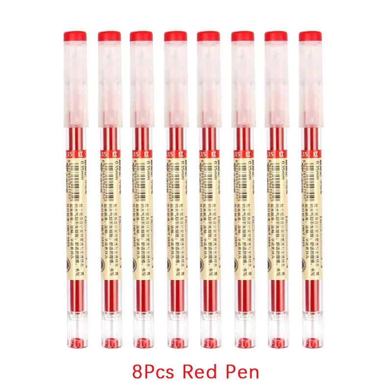 54Pcs/Set 0.35mm Gel Pens Office School Exam Sign Ballpoint Pen Blue Red Black Ink Replaceable Pen Refill Rods Kawaii Stationery - élise & madelyn