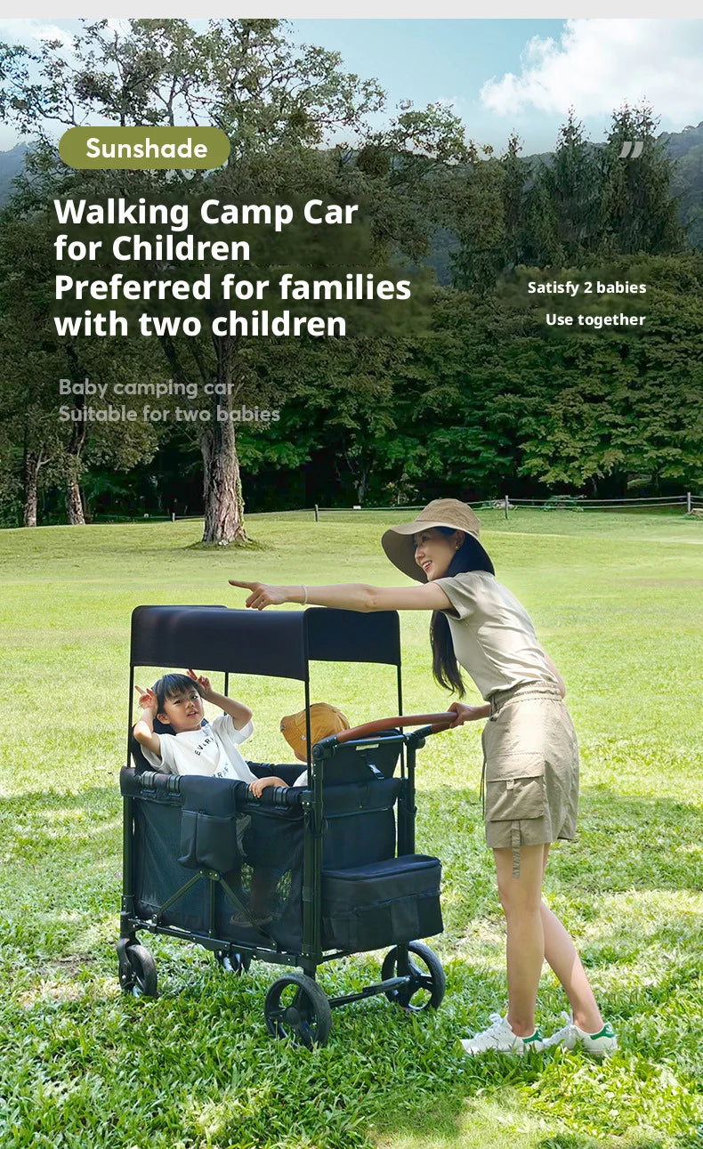 Lightweight Twin/Quad Travel Stroller – Foldable Sit & Recline Design