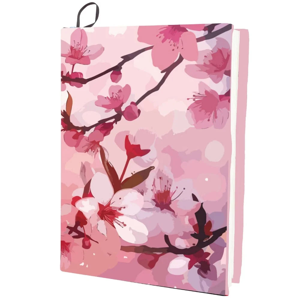 Cherry Blossom Stretchable Book Cover Flower Floral Pink Cover Washable Reusable Large Nylon Book Sleeve Book Protector Elastic - élise & madelyn