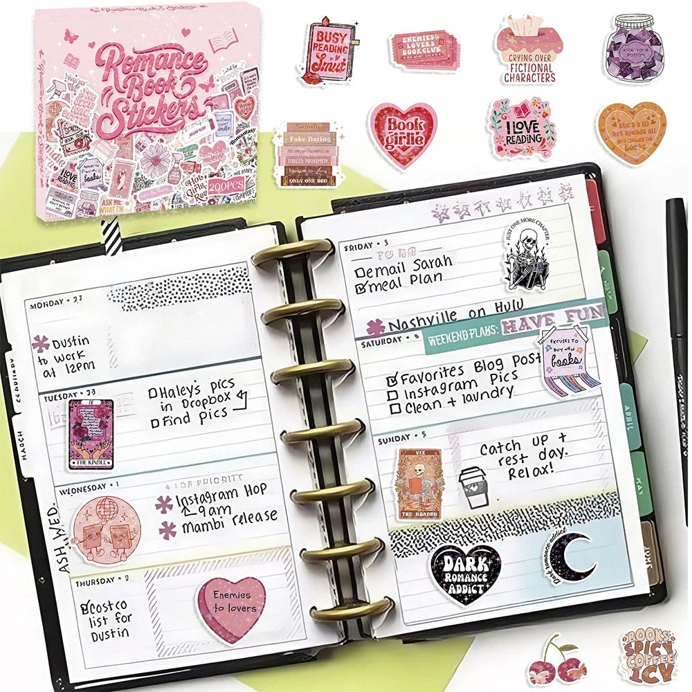 10/50/100/200pcs Smutty Dark Romance Bookish Stickers Romantic Reader Cartoon Decals Graffiti Stationery Phone PVC Sticker Pack - élise & madelyn