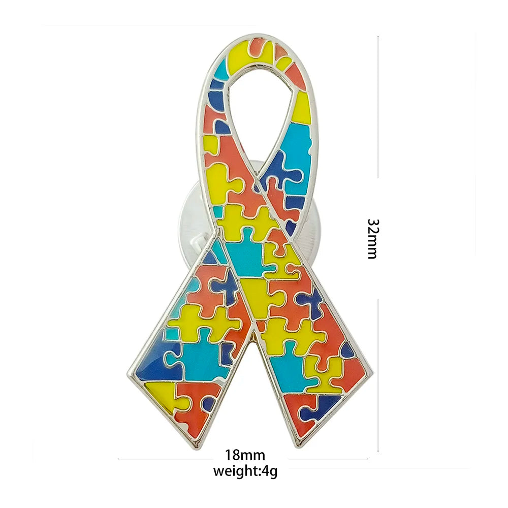 Autism Awareness Metal Lapel Pin, Puzzle  Ribbon and Heart Design Badge Brooch For Your Choose