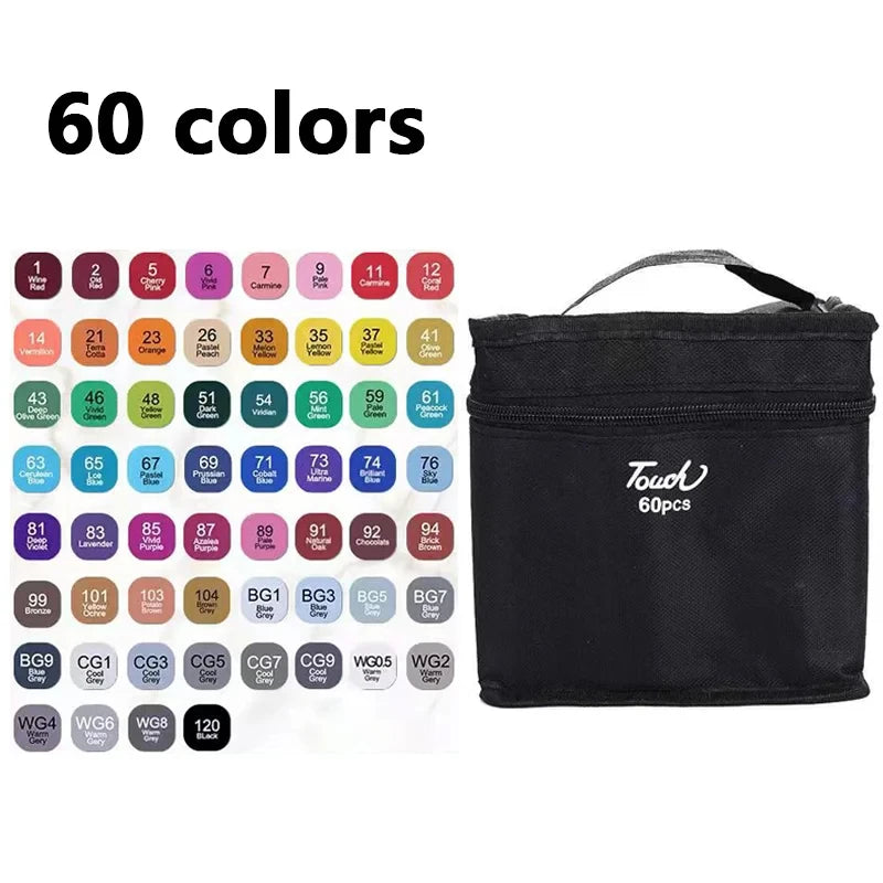 24-80 Colors Double Headed Oily Art Marker Pen Set for Draw Sketching Oily Tip Based Markers Graffiti Manga School Art Supplies - élise & madelyn
