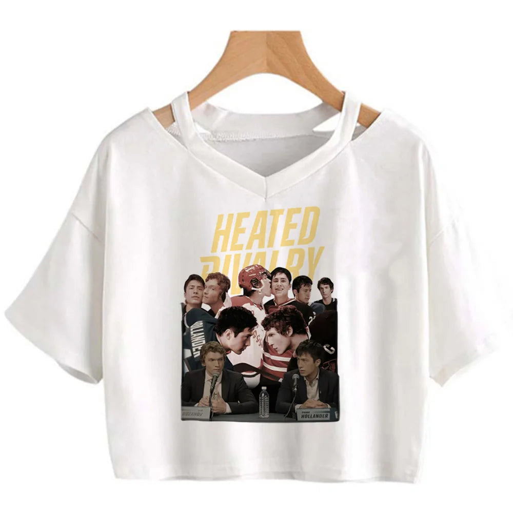 Heated Rivalry Cropped Graphic T-Shirt – Y2K Gothic Vintage Women’s Crop Top