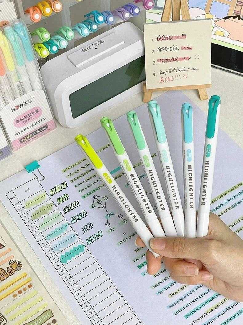 5/15PC Fluorescent Pen Set Student Marking Stroke Key Marking Pen High Beauty Color Handbook Pen Batch - élise & madelyn