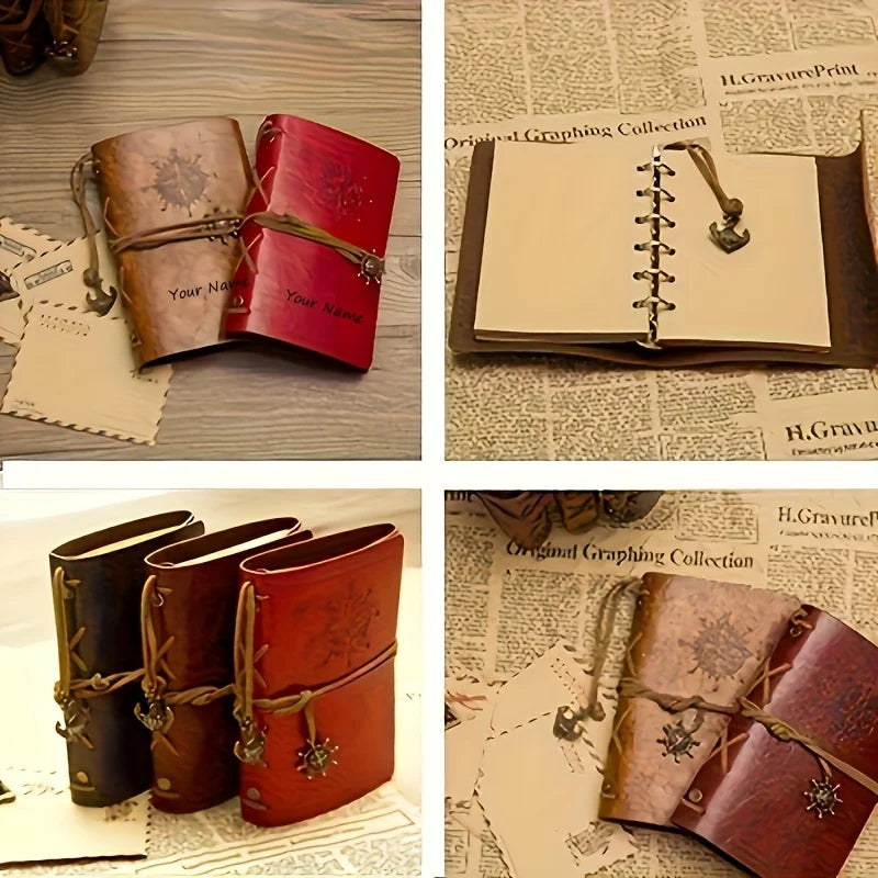 A5 A6 A7 Customizable Name Vintage Matte Finish Notebook Pirate Theme Compass Design Hardcover Journal Personalized Gift for Him - élise & madelyn