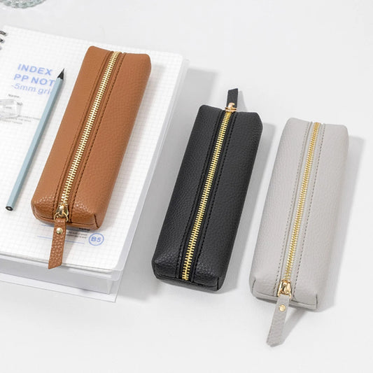 Large Capacity Pen Bag PU Leather Pen Case Korean Stationery Holder Storage Box Zipper Pencil Pouch Student School Supplies - élise & madelyn