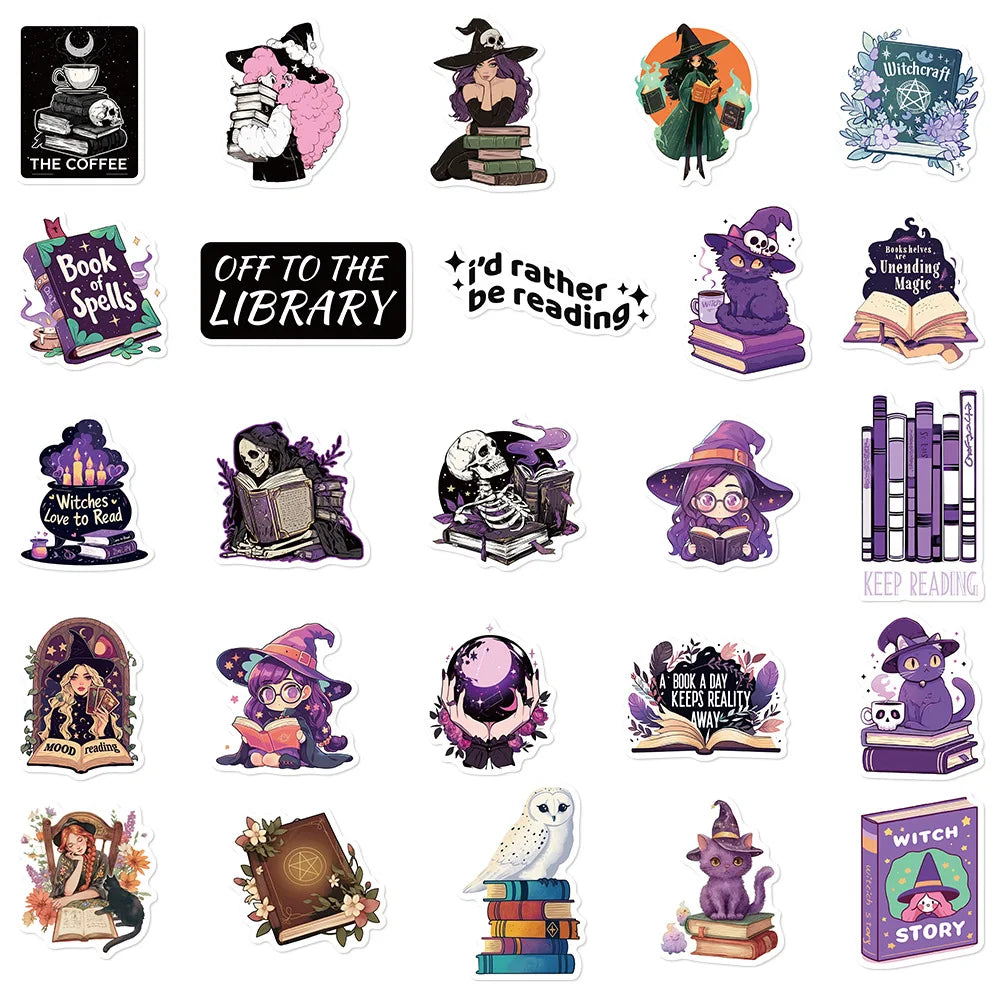 50Pcs Purple Gothic Witch Bookish Stickers Smutty Dark Romance Readers Adult Spicy Booktok Decals Laptop IPAD Kindle Sticker - élise & madelyn