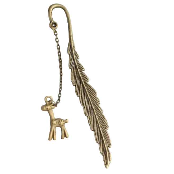 Vintage Feather Bronzing Metal Bookmark With Metal Chain Pendant Bookmark For Teachers Friends Book Club Book Lovers - élise & madelyn