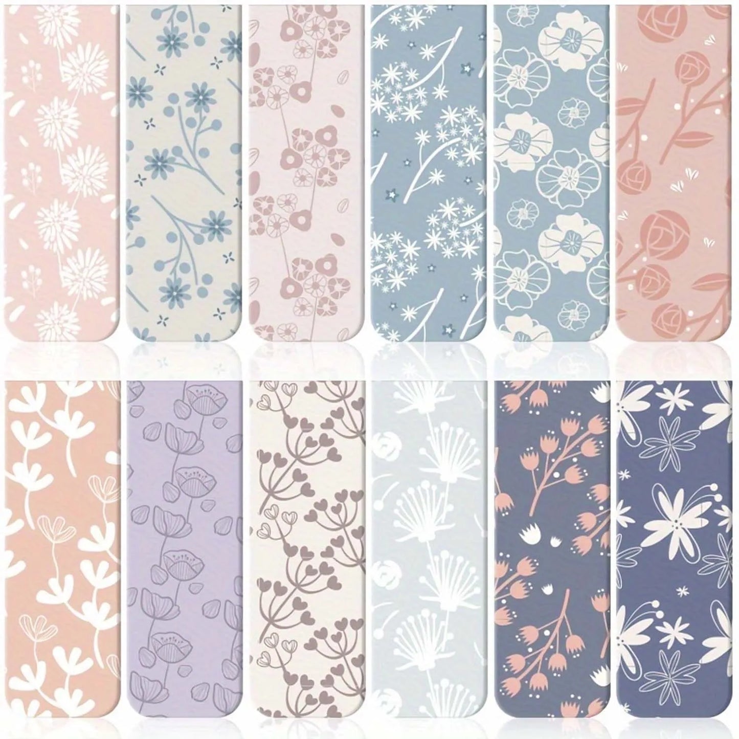 Wildflower Magnetic Bookmark Set | 12-Piece Floral Page Markers