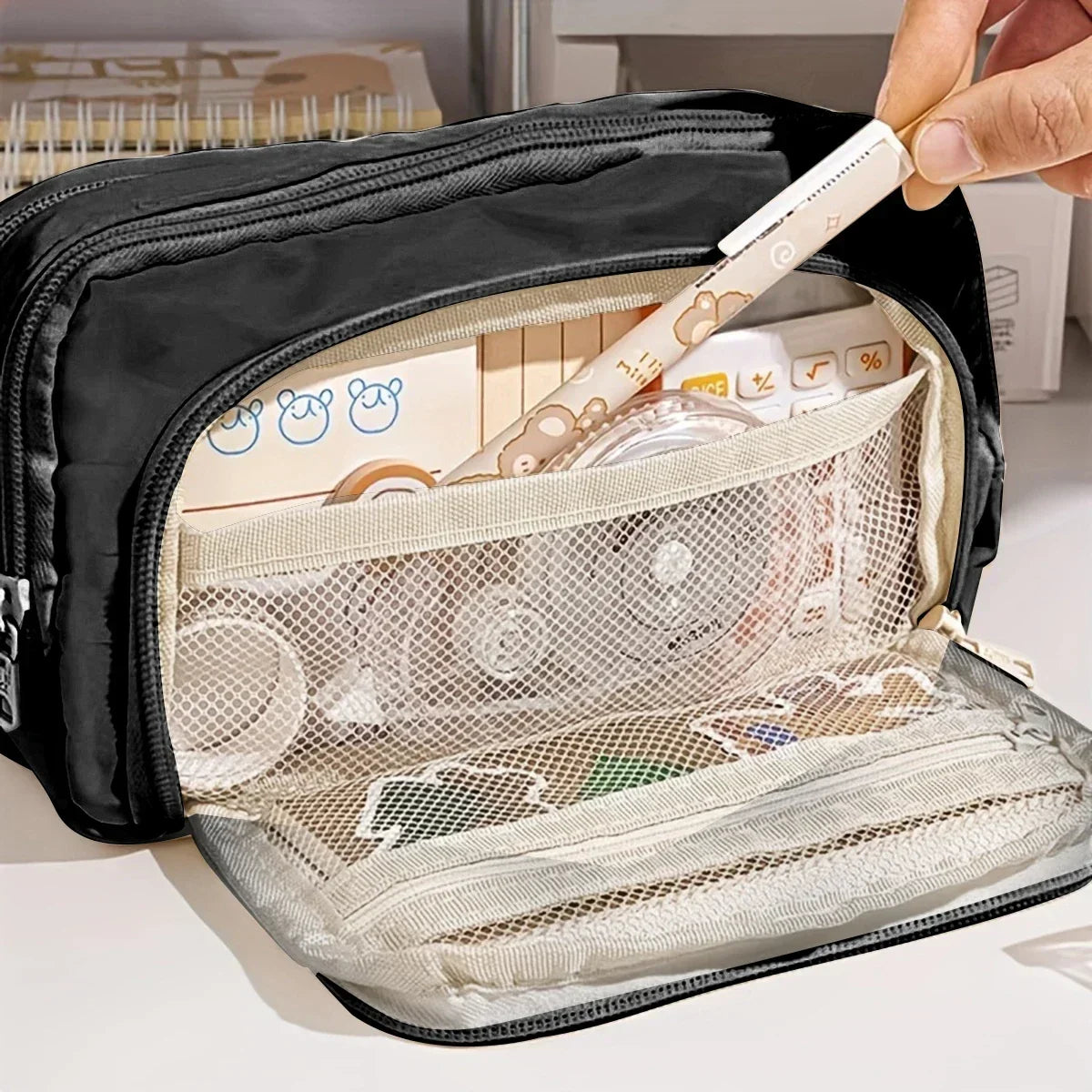 Cute Multi Layer Pencil Case Pouch, Large Capacity Pen Case Bag,Durable Stationery Storage Bag For Students, School&Office - élise & madelyn