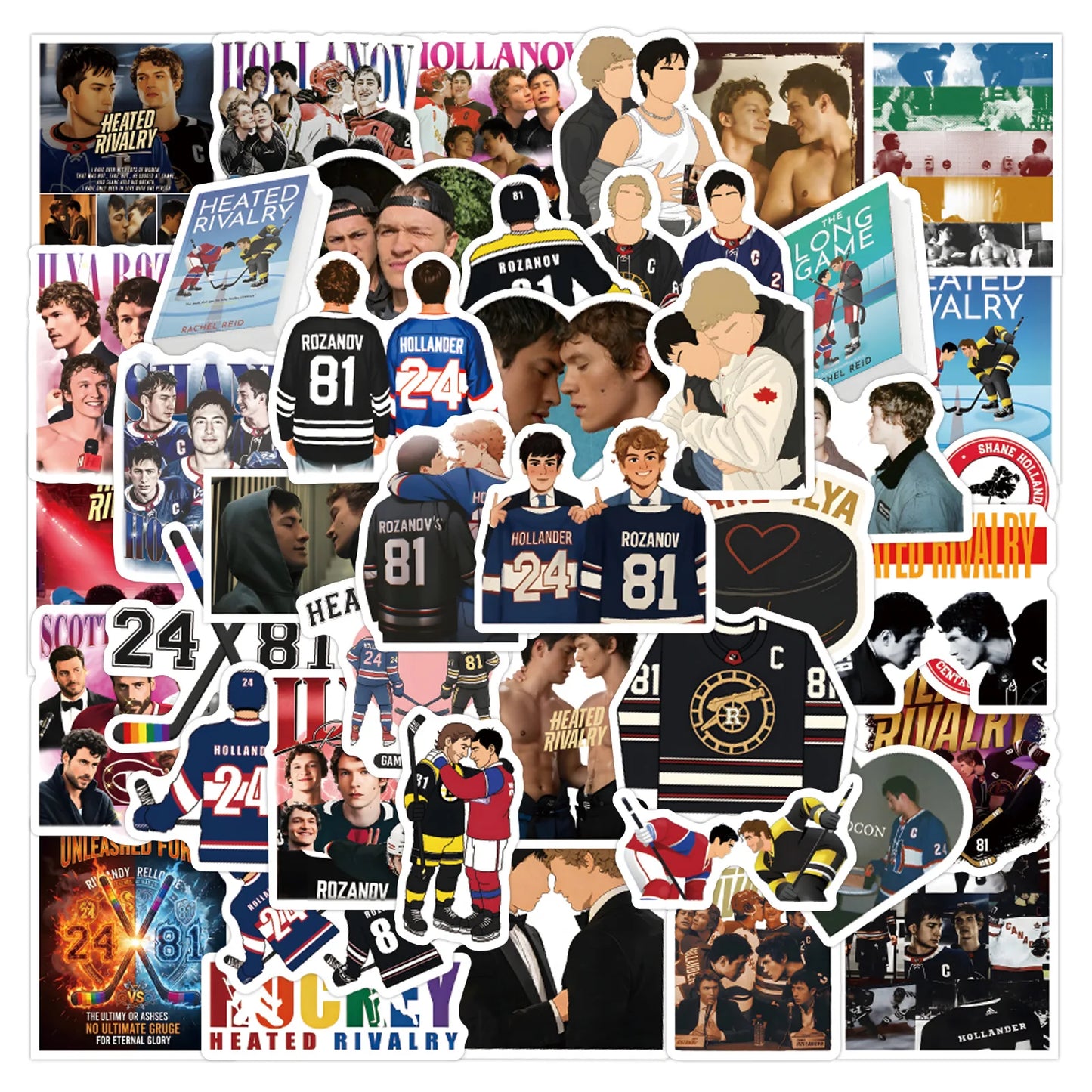 60pcs Heated Rivalry Waterproof Decals DIY Stickers for Scrapbooking Phone Luggage Skateboard - Creative Crafting Supplies